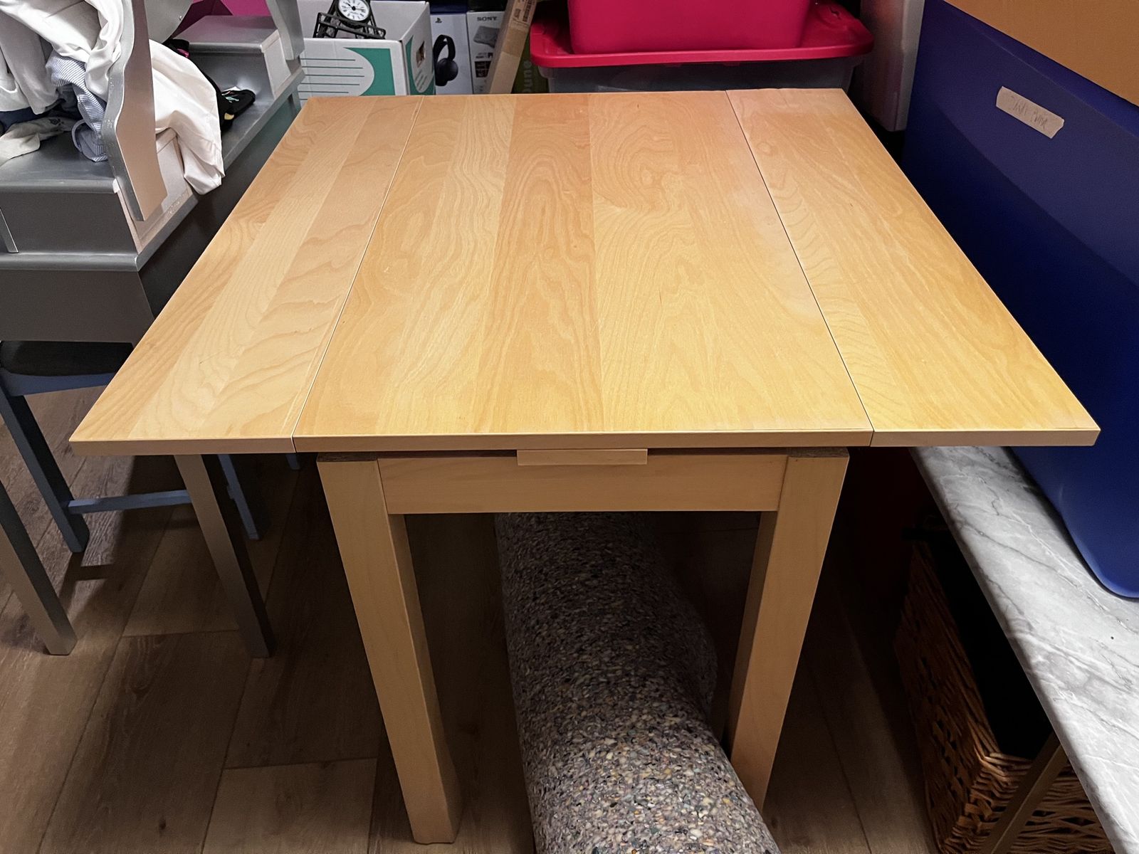 IKEA Bjursta Extendable Dining Table, Light Wood, Drop Leaf Design, Seats 2-4