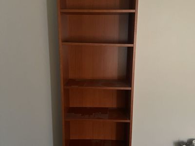 Tall Cherry Wood Finish 6-Shelf Bookcase