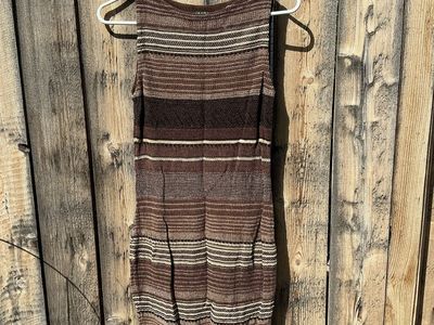 Lauren Ralph Lauren Brown Striped Linen Blend Knit Sheath Dress Size M Midi Boho