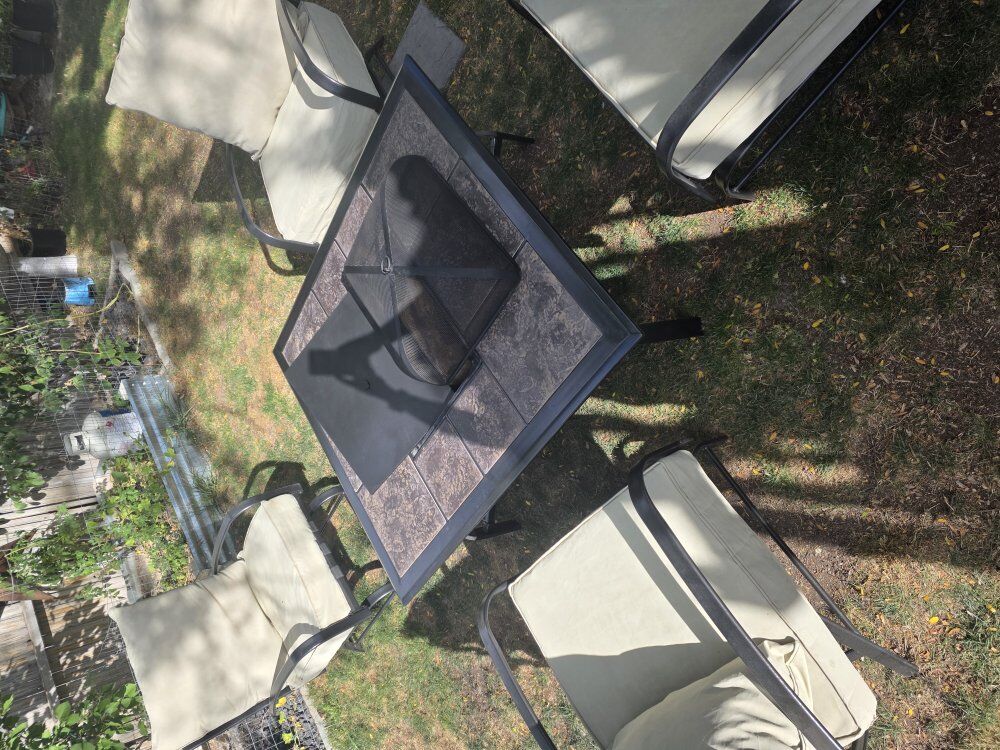 patio set ( chairs, firepit)