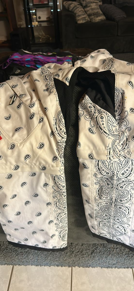 Thor Motocross Paisley Riding Gear Set - White & Black Bandana Print Jersey and Pants