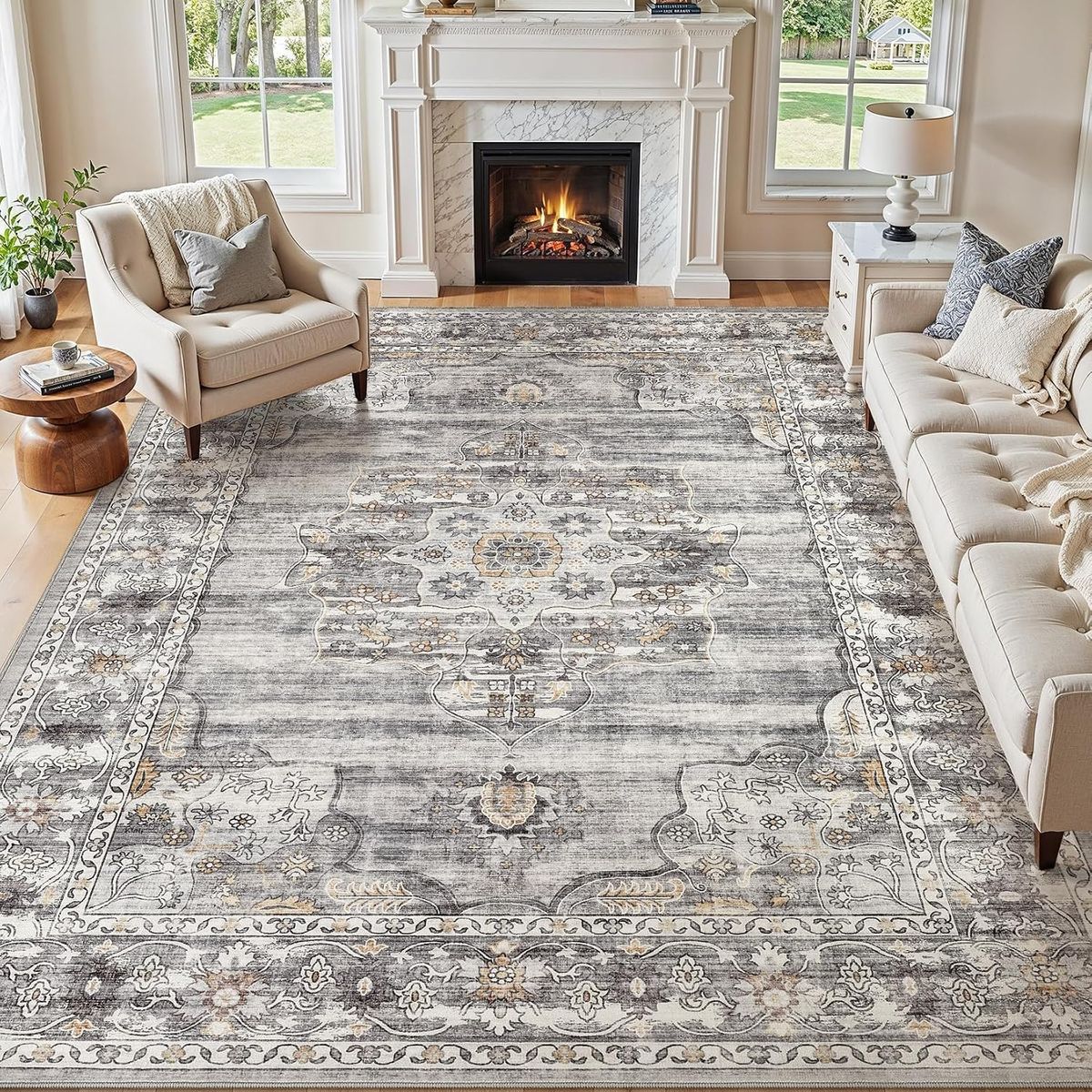 NEW 8x10 Area Rug for Living Room & Dining Room - Large Vintage Distressed Farmhouse Soft Carpet