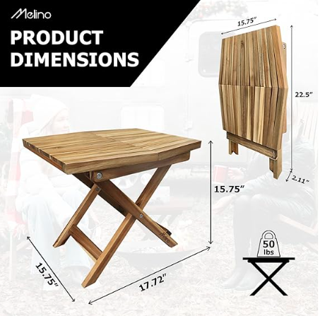Brand new Melino Wooden Folding Outdoor Side Table.