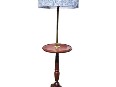 Wood Tripod Base Floor Lamp with Tray Table