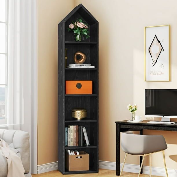 6-Tier Open Shelf Book Shelf Black