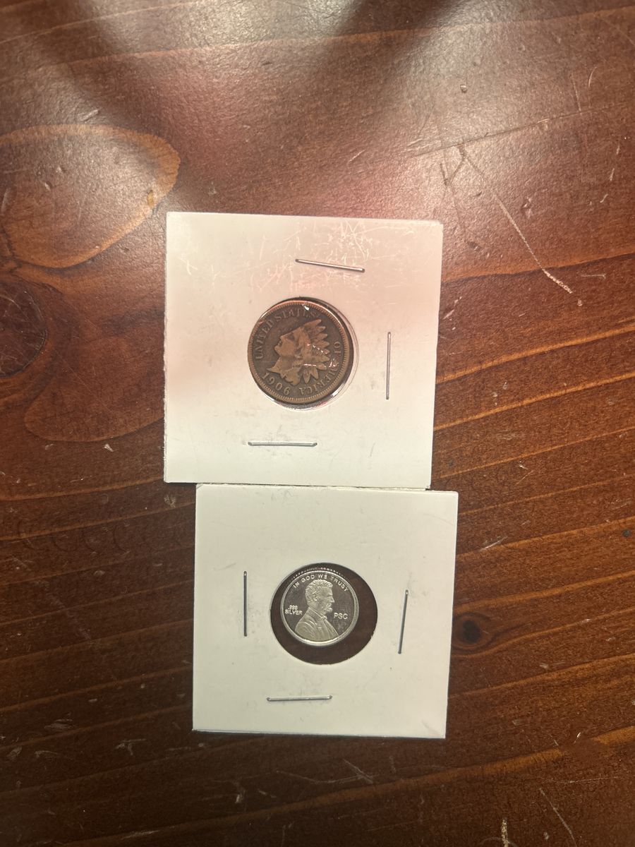 1906 coin and silver penny rare