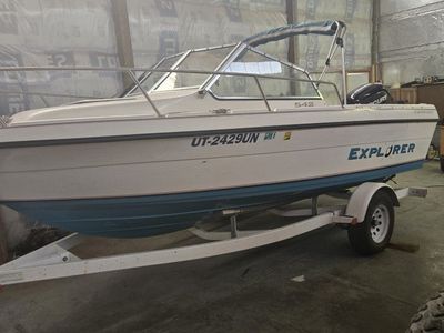 1997 Campion Explorer 542 Boat w/2026 Mercury 4-Stroke Outboard & Trailer cuddy huminbird fish finder snap on clear cabin cover