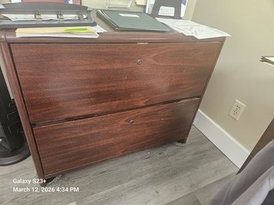 Cherry Wood file cabinet, 2 drawer lateral