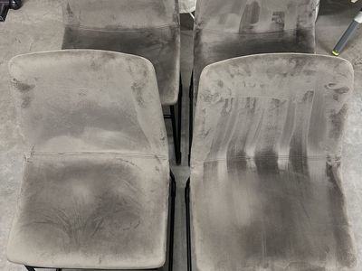 Four Gray Velvet Dining Chairs for Sale