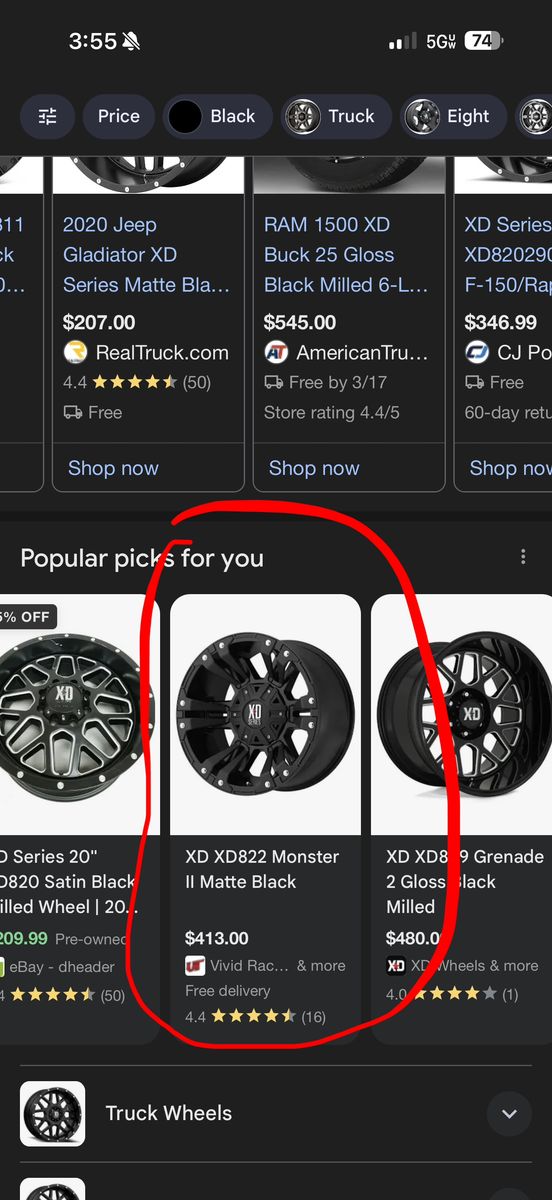 20 Inch Black XD Series wheels