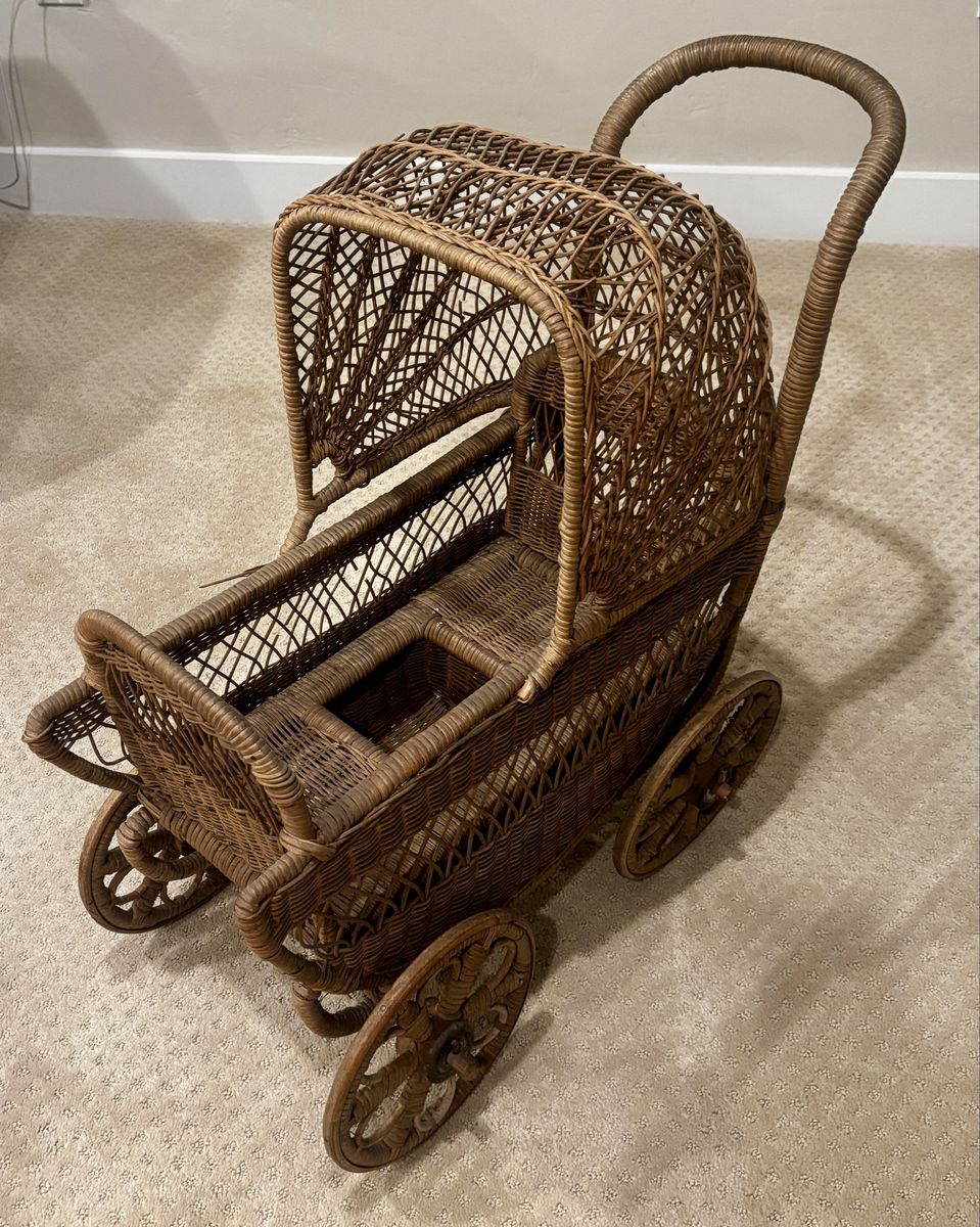 Antique wicker baby carriage