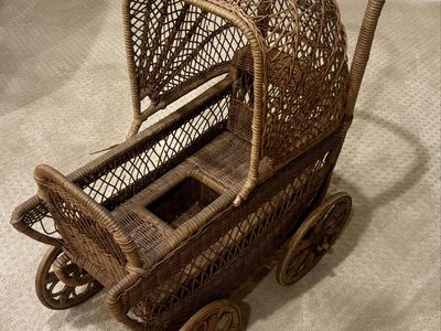 Antique wicker baby carriage