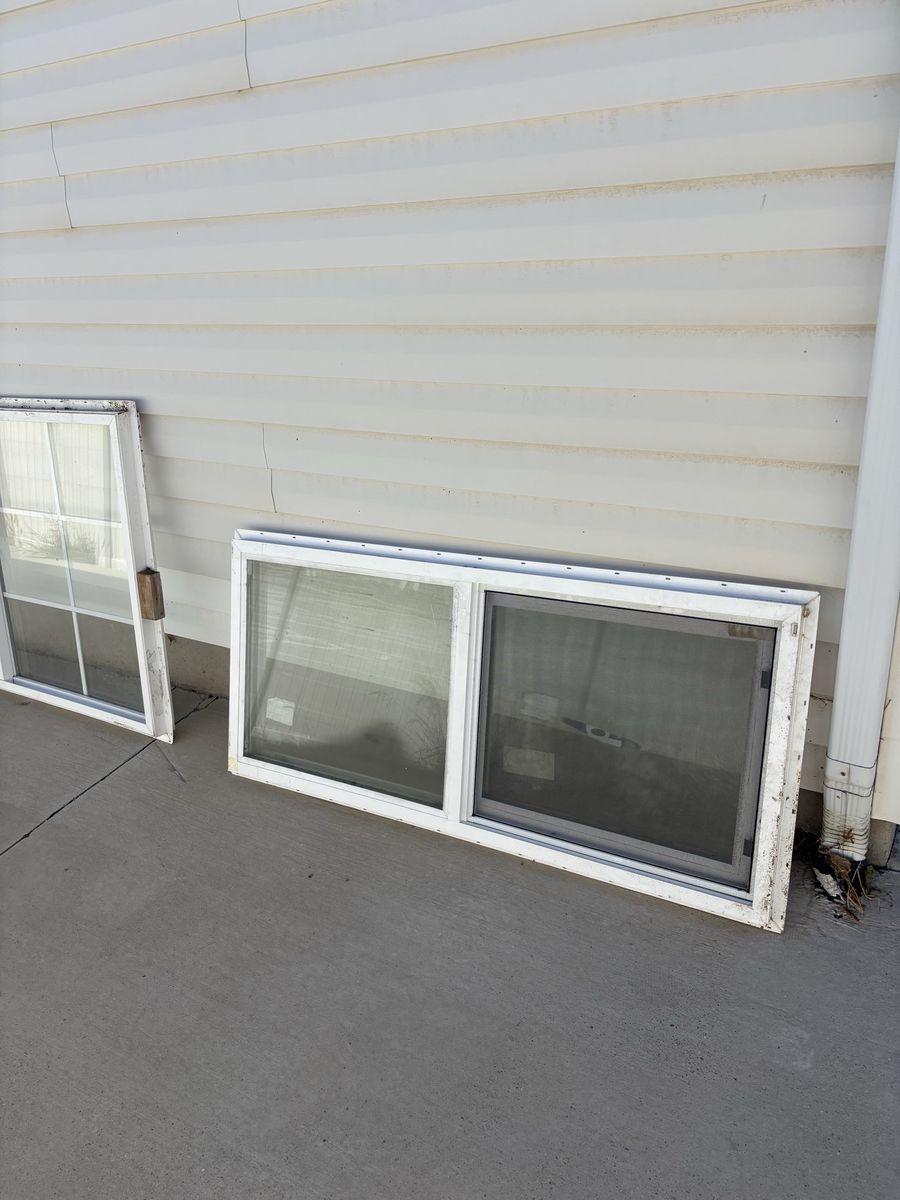 Used White Vinyl Slider Window with Grids