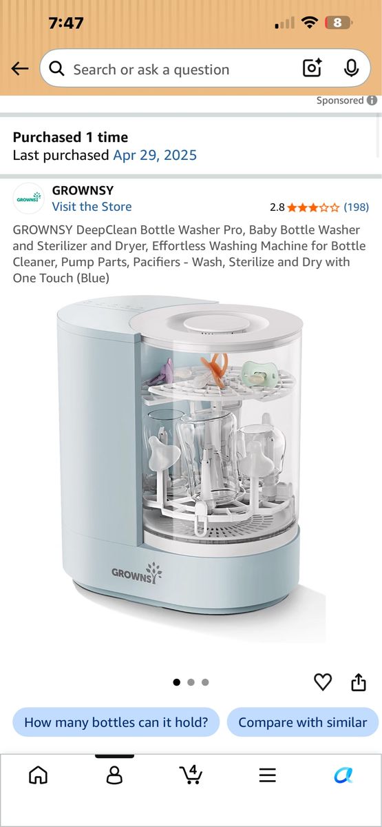 GROWNSY DeepClean Bottle Washer Pro - Baby Bottle Washer, Sterilizer, and Dryer (Blue)
