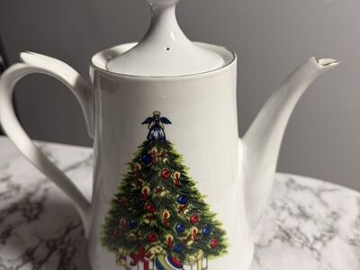 White Christmas Tree Pitcher with Lid.