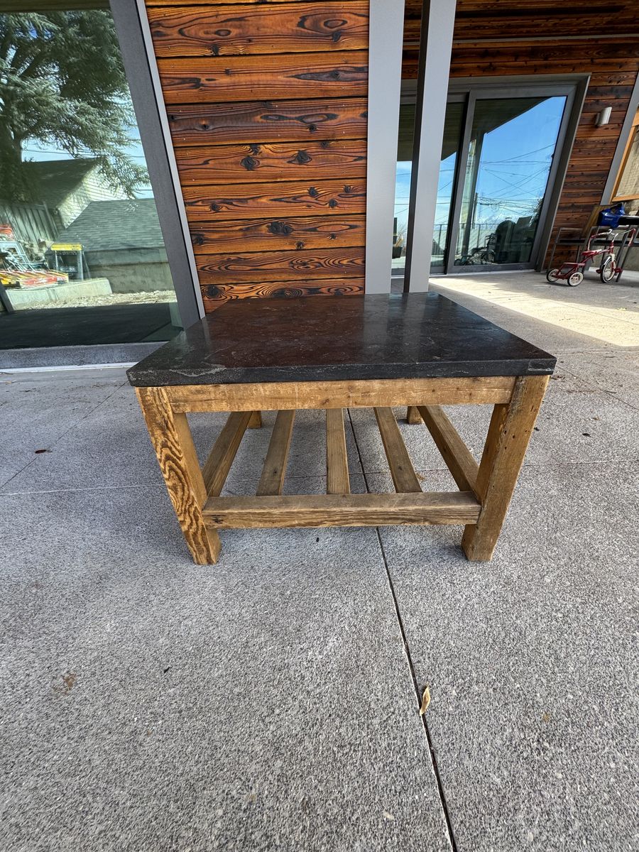Soapstone And Wood Coffee Table