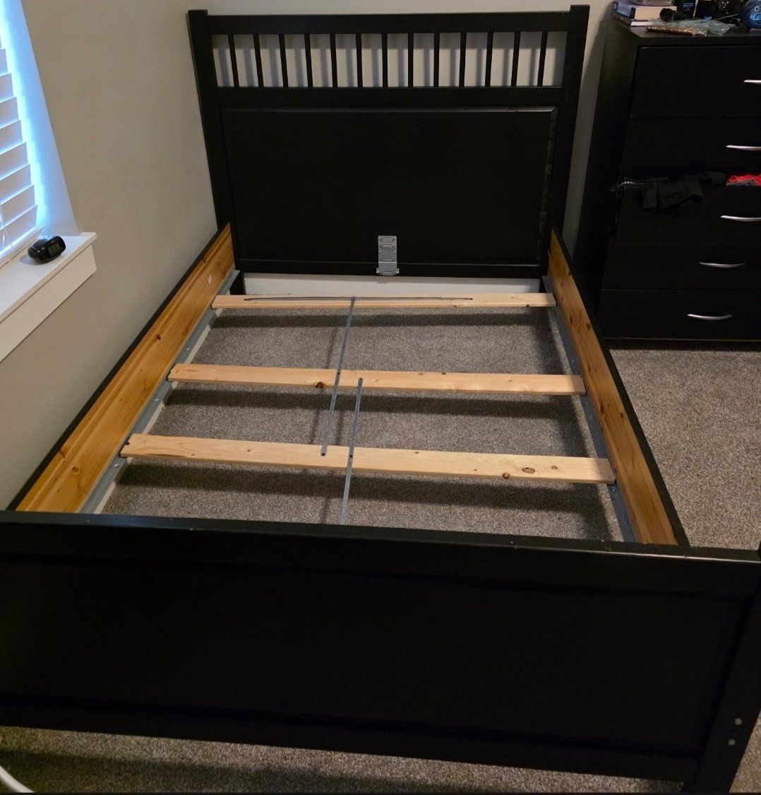 Full Size Black Wooden Bed Frame
