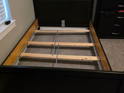 Full Size Black Wooden Bed Frame