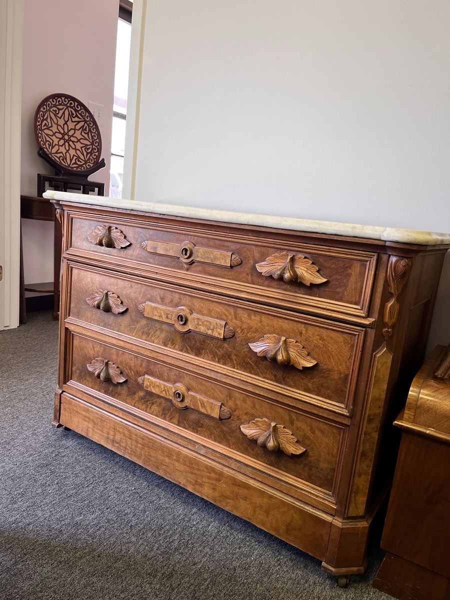 Antique Dresser Wood Marble Top 