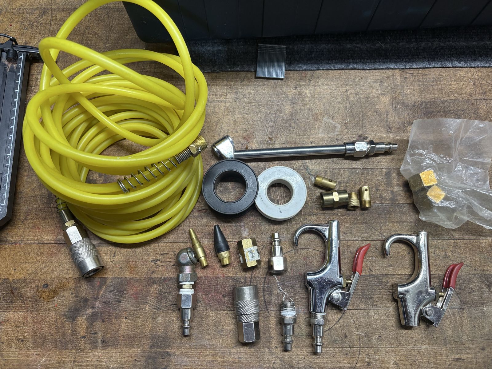 Air Hose and Assorted Air Compressor Fittings and accessories - Yellow Hose