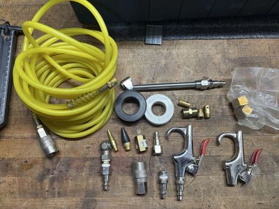Air Hose and Assorted Air Compressor Fittings and accessories - Yellow Hose
