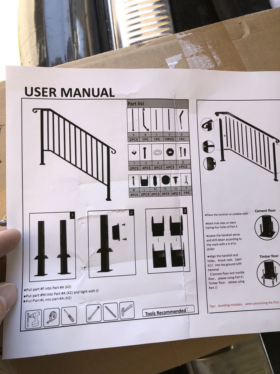 Handrail Stair Railing Kit for Steps - New in Box