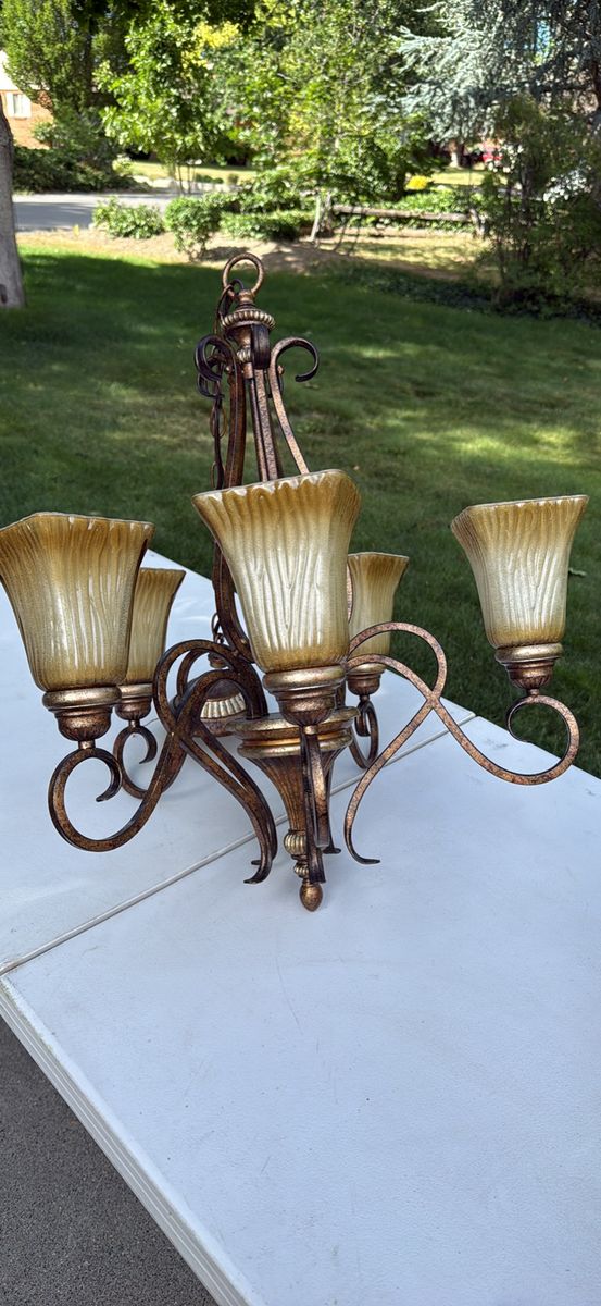 Tuscan style 5 light hanging chandelier