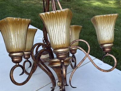 Tuscan style 5 light hanging chandelier