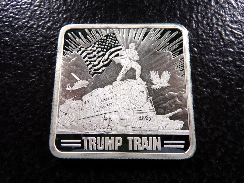 Trump Train 2024 1 Oz .999 Fine BU Silver Square Bar 45 47 Collectible