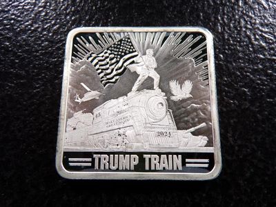 Trump Train 2024 1 Oz .999 Fine BU Silver Square Bar 45 47 Collectible