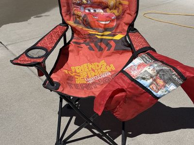 Free Kids Lightning McQueen Folding Camp Chair with Cupholder & Carry Bag