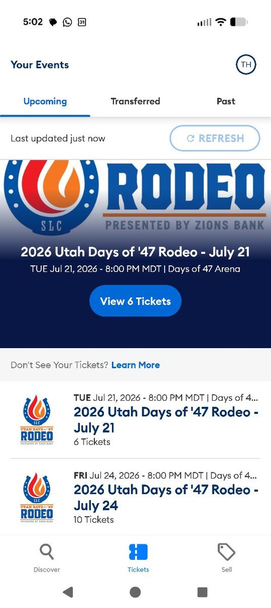 2026 Utah Days of '47 Rodeo Tickets - July 21 (6 tickets)