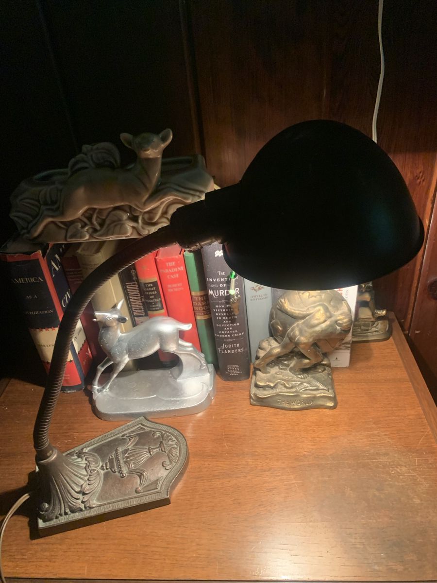 Antique Gooseneck Lamp With Neo Classical Relief Cast Iron