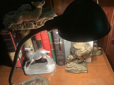 Antique Gooseneck Lamp With Neo Classical Relief Cast Iron
