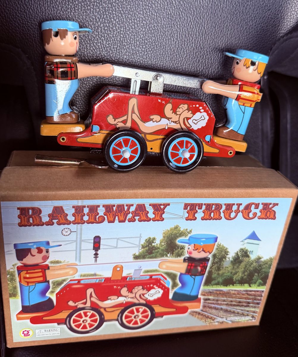Reproduction Tin Wind Up Clockwork Toy Railway Truck