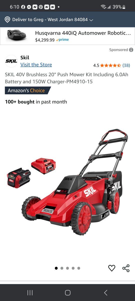 skill 40 volt electric mower and trimmer
