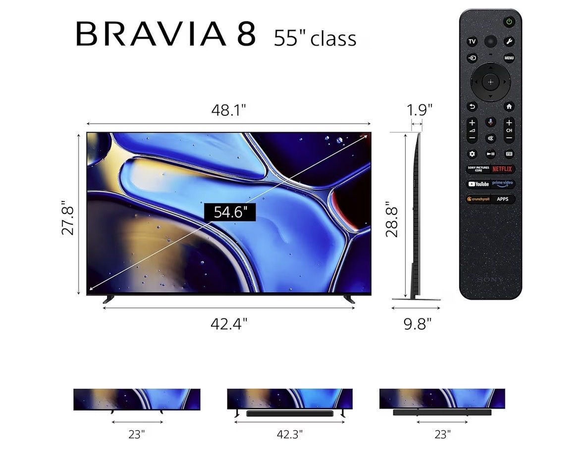 Sony BRAVIA 8 55" Class OLED 4K HDR Google TV - IMAX Enhanced with Voice Control Remote