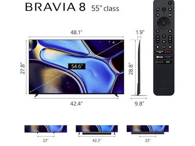 Sony BRAVIA 8 55" Class OLED 4K HDR Google TV - IMAX Enhanced with Voice Control Remote