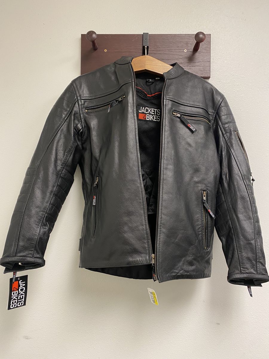 Jackets 4 Bikes Black Leather Motorcycle Jacket with Removable Liner