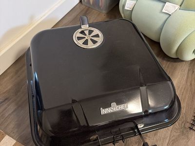 InnoChef Portable Charcoal Grill Black Square Tabletop Grill