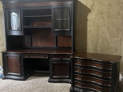 Hooker Hutch Desk and filing cabinet