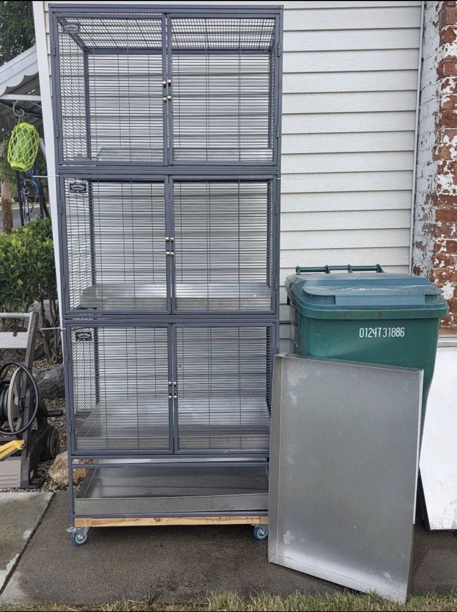 Critter Nation Double Unit Small Animal Cage w/ Stand & Pans - Good Condition