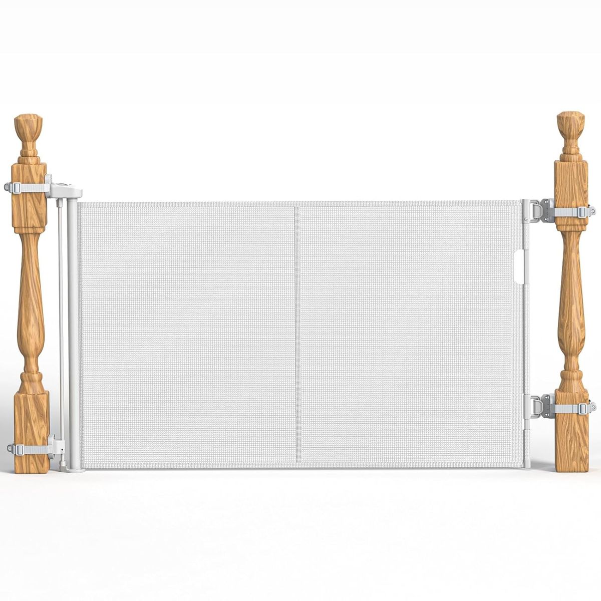 55" W x 33" H Banister/Handrail Retractable Baby Gate - White