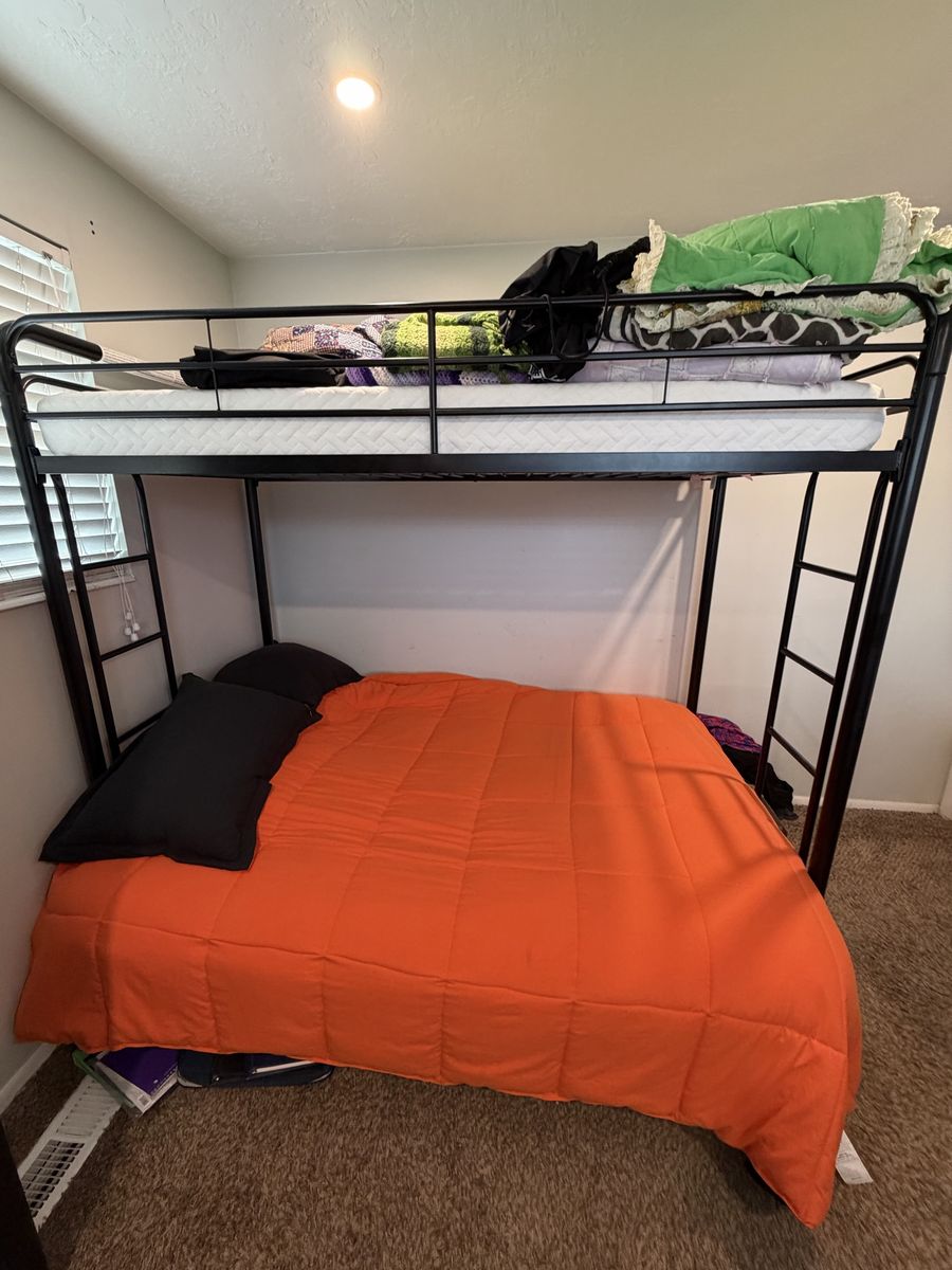 Metal twin over full bunk bed