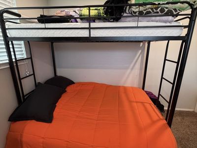 Metal twin over full bunk bed