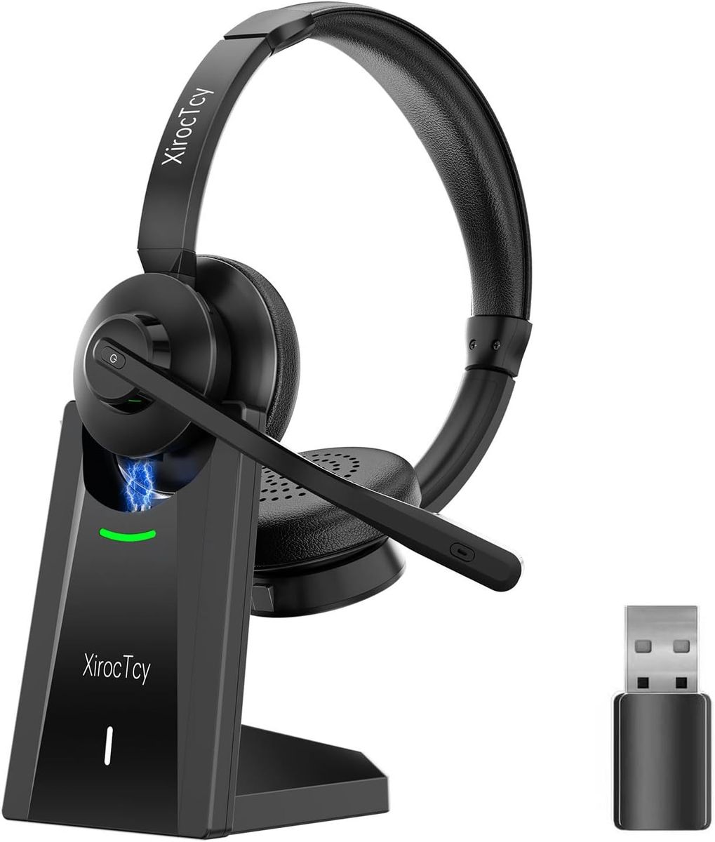NEW Wireless Headset with Mic for Work, Bluetooth, Clear Calls, with AI Noise Cancelling Microphone (Bluetooth 5.3 & Mic Mute)