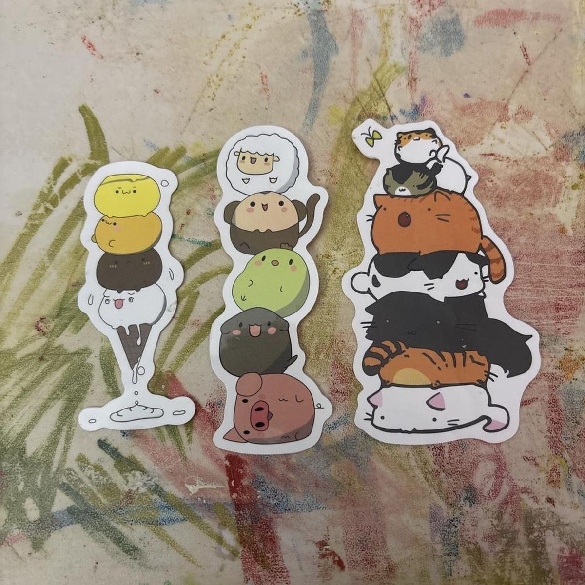 Cute Animal Stacks Die-Cut Stickers - Ice Cream Cone, Farm Animals, Cats - Fun Decal Set