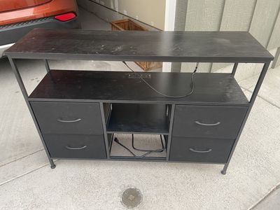 Black TV Stand with LED lights and charging station