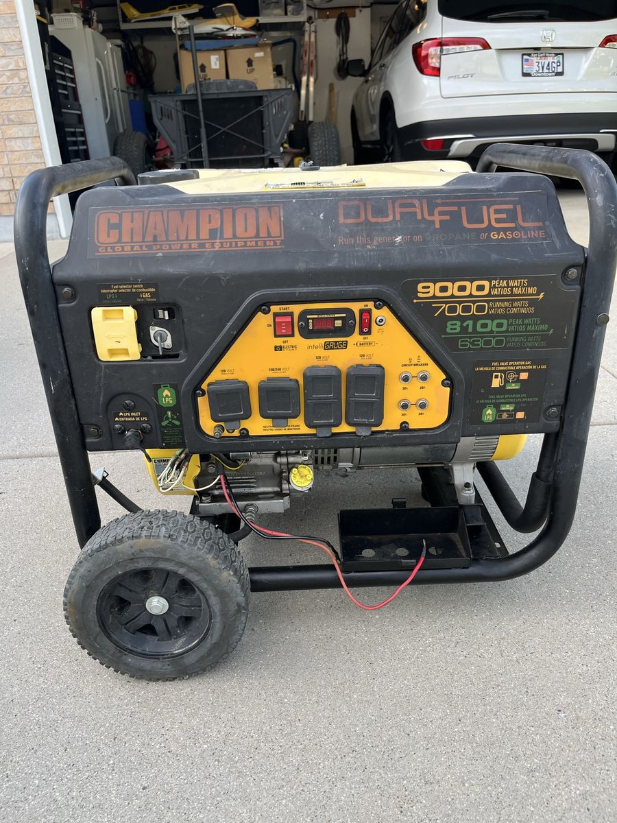 Champion 9000W/7000W Dual Fuel Portable Generator - Gasoline/Propane, Electric Start