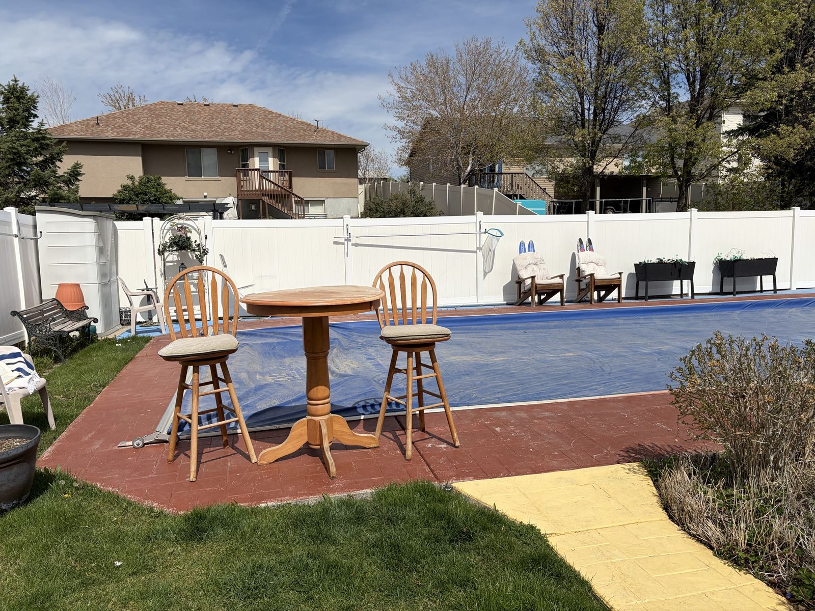 Tall - Wood Bar Table & 2 Wood Chairs